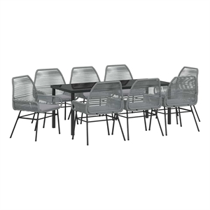 vidaXL Garden Dining Set 9 pcs Grey Poly Rattan