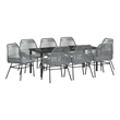 vidaXL Garden Dining Set 9 pcs Grey Poly Rattan