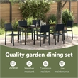 vidaXL Garden Dining Set 7 pcs Black Powder-Coated Steel