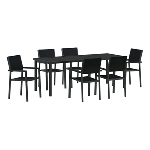 vidaXL Garden Dining Set 7 pcs Black Powder-Coated Steel