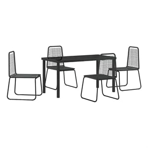 vidaXL Garden Dining Set 5 pcs Black Powder-Coated Steel
