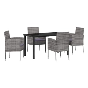 vidaXL Garden Dining Set 5 pcs Grey Poly Rattan