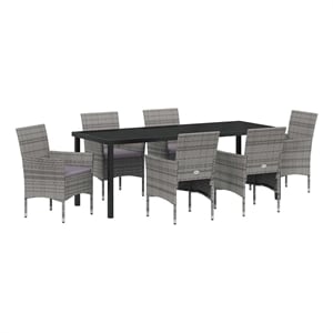 vidaXL Garden Dining Set 7 pcs Grey Poly Rattan