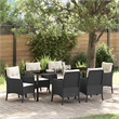 vidaXL Garden Dining Set 7 pcs Black Poly Rattan