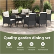 vidaXL Garden Dining Set 7 pcs Black Poly Rattan
