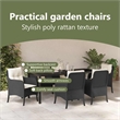 vidaXL Garden Dining Set 7 pcs Black Poly Rattan