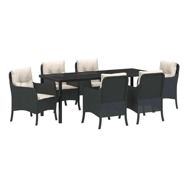 vidaXL Garden Dining Set 7 pcs Black Poly Rattan