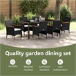 vidaXL Garden Dining Set 7 pcs Black Poly Rattan