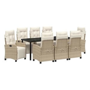 vidaXL Garden Dining Set 9 pcs Beige Poly Rattan