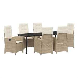 vidaXL Garden Dining Set 7 pcs Beige Poly Rattan