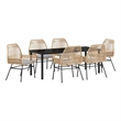 vidaXL Garden Dining Set 7 pcs Brown Poly Rattan