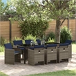 vidaXL Garden Dining Set 9 pcs Grey Poly Rattan