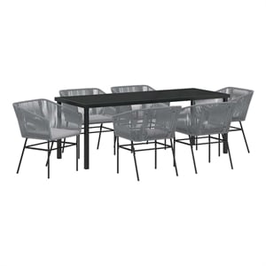 vidaXL Garden Dining Set 7 pcs Grey Powder-Coated Steel