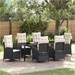 vidaXL Garden Dining Set 7 pcs Black Poly Rattan