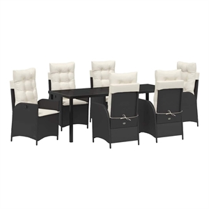 vidaXL Garden Dining Set 7 pcs Black Poly Rattan