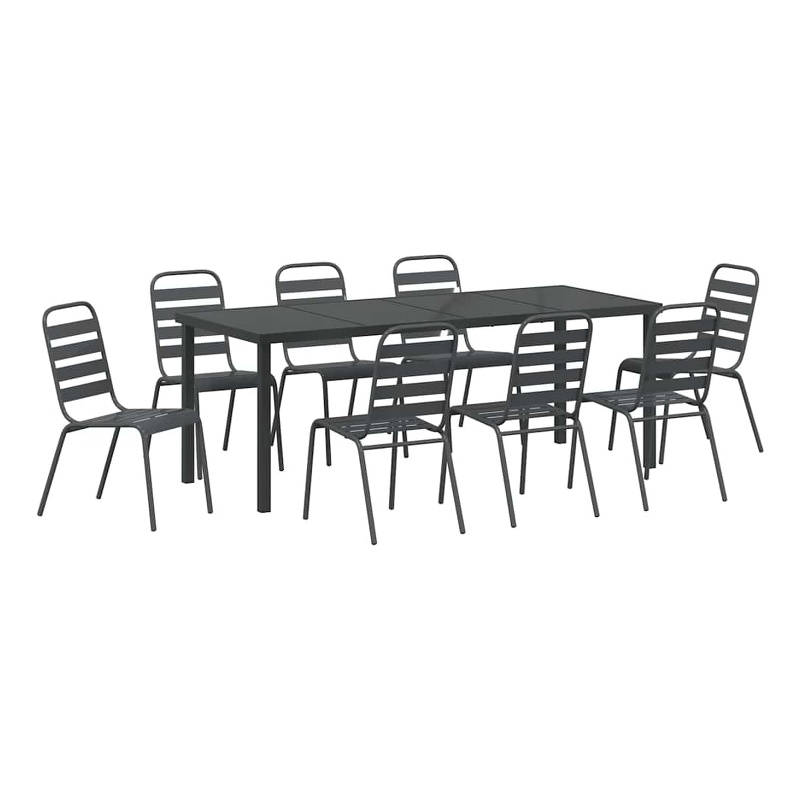 vidaXL Garden Dining Set 9 pcs Anthracite Powder-Coated Steel