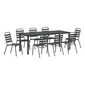 vidaXL Garden Dining Set 9 pcs Anthracite Powder-Coated Steel