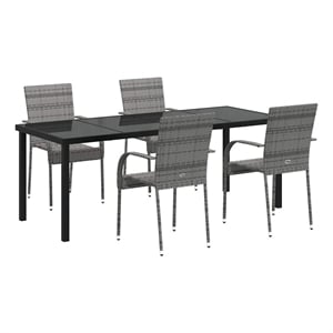vidaXL Garden Dining Set 5 pcs Grey Powder-Coated Steel
