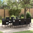 vidaXL Garden Dining Set 9 pcs Black Poly Rattan