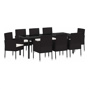 vidaXL Garden Dining Set 9 pcs Black Poly Rattan