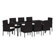 vidaXL Garden Dining Set 9 pcs Black Poly Rattan