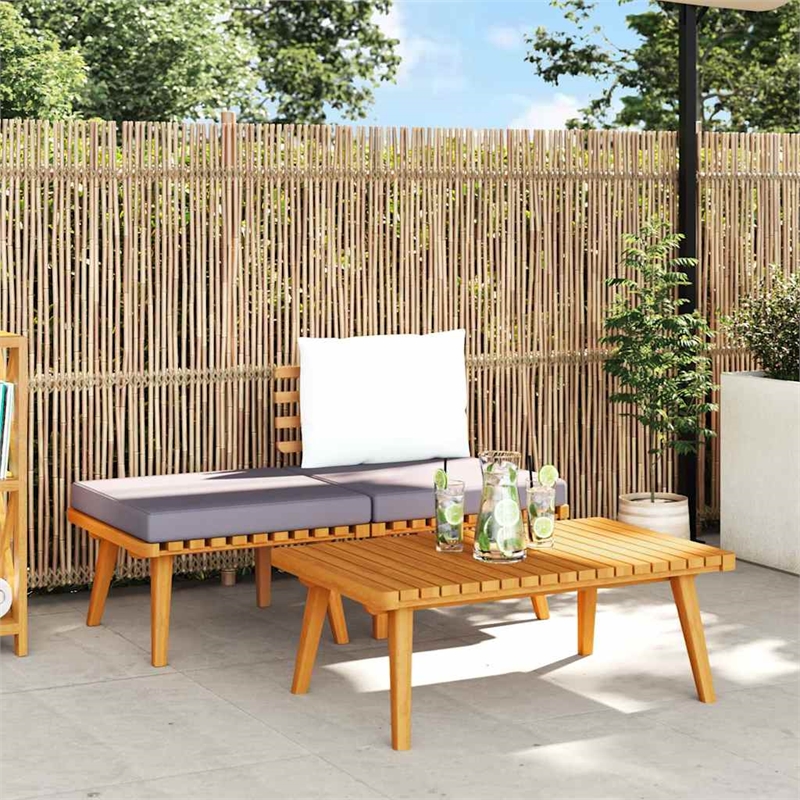 vidaXL 3 Piece Patio Lounge Set with Cushions Solid Acacia Wood