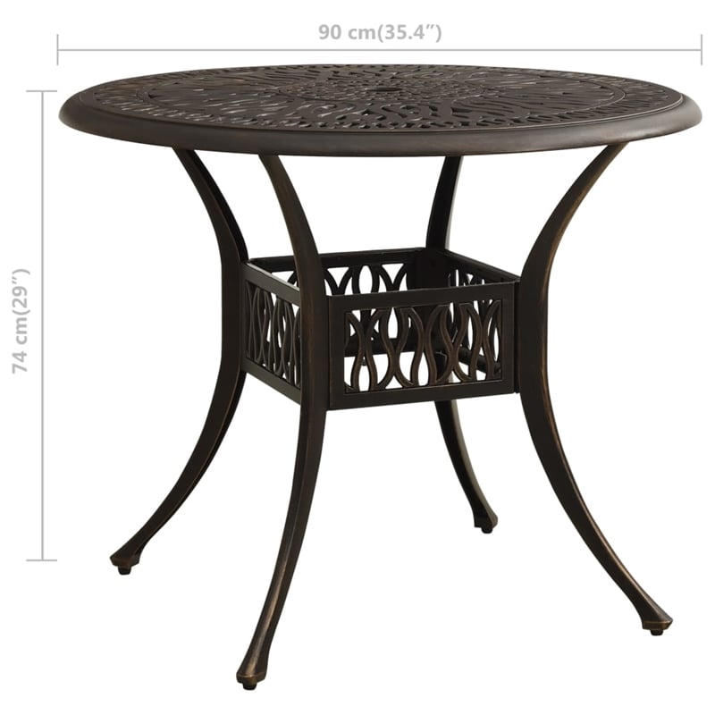 vidaXL Patio Table Bronze 35.4