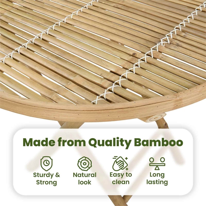 vidaXL Garden Table Natural 31.50 x 27.56 in Bamboo