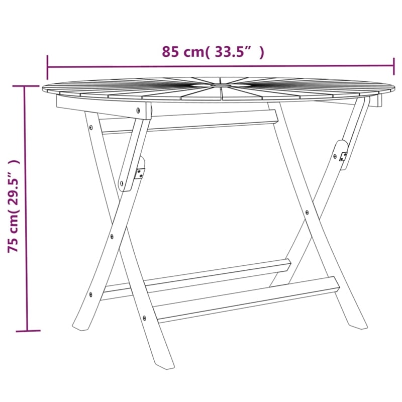 vidaXL Folding Patio Table 33.5