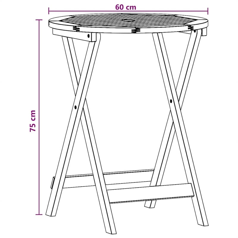 vidaXL Folding Patio Table 23.6