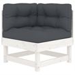 vidaXL 7 Piece Patio Lounge Set with Cushions White Solid Wood