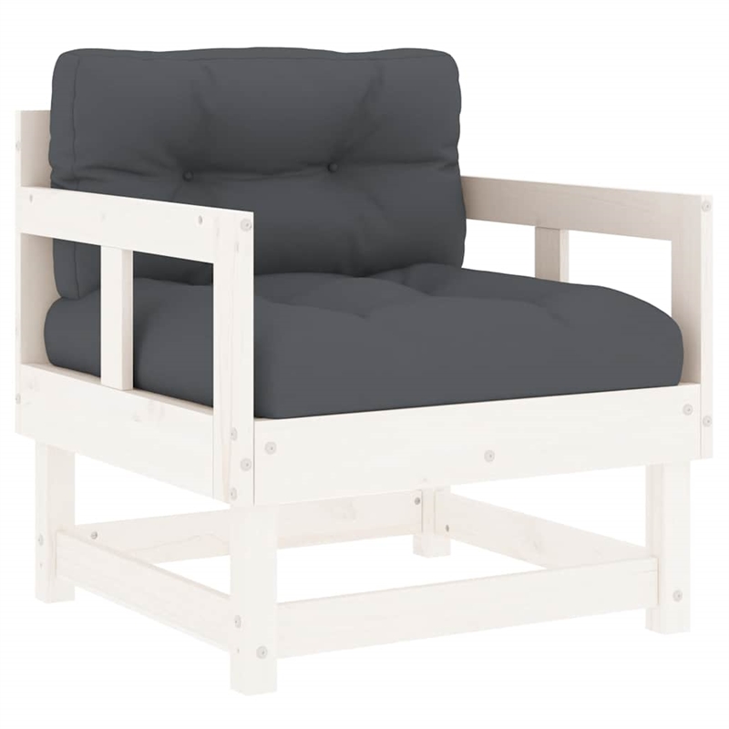vidaXL 7 Piece Patio Lounge Set with Cushions White Solid Wood