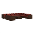 vidaXL 11 Piece Patio Lounge Set with Cushions Brown Poly Rattan