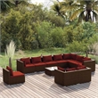 vidaXL 11 Piece Patio Lounge Set with Cushions Poly Rattan Brown