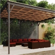 vidaXL 13 Piece Patio Lounge Set with Cushions Poly Rattan Brown
