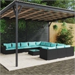 vidaXL 12 Piece Patio Lounge Set with Cushions Poly Rattan Black