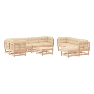vidaXL 10 Piece Patio Lounge Set with Cushions Solid Wood
