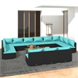 vidaXL 13 Piece Patio Lounge Set with Cushions Black Poly Rattan