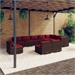 vidaXL 10 Piece Patio Lounge Set with Cushions Poly Rattan Brown