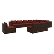 vidaXL 10 Piece Patio Lounge Set with Cushions Poly Rattan Brown