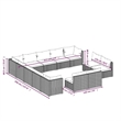 vidaXL 13 Piece Patio Lounge Set with Cushions Black Poly Rattan