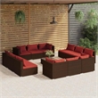 vidaXL 13 Piece Patio Lounge Set with Cushions Poly Rattan Brown