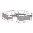 vidaXL 13 Piece Patio Lounge Set with Cushions Brown Poly Rattan