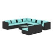 vidaXL 10 Piece Patio Lounge Set with Cushions Black Poly Rattan