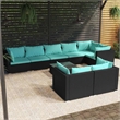 vidaXL 9 Piece Patio Lounge Set with Cushions Black Poly Rattan
