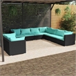 vidaXL 9 Piece Patio Lounge Set with Cushions Black Poly Rattan
