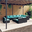 vidaXL 11 Piece Patio Lounge Set with Cushions Poly Rattan Black