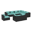 vidaXL 9 Piece Patio Lounge Set with Cushions Poly Rattan Black