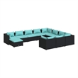 vidaXL 11 Piece Patio Lounge Set with Cushions Poly Rattan Black