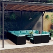 vidaXL 14 Piece Patio Lounge Set with Cushions Black Poly Rattan